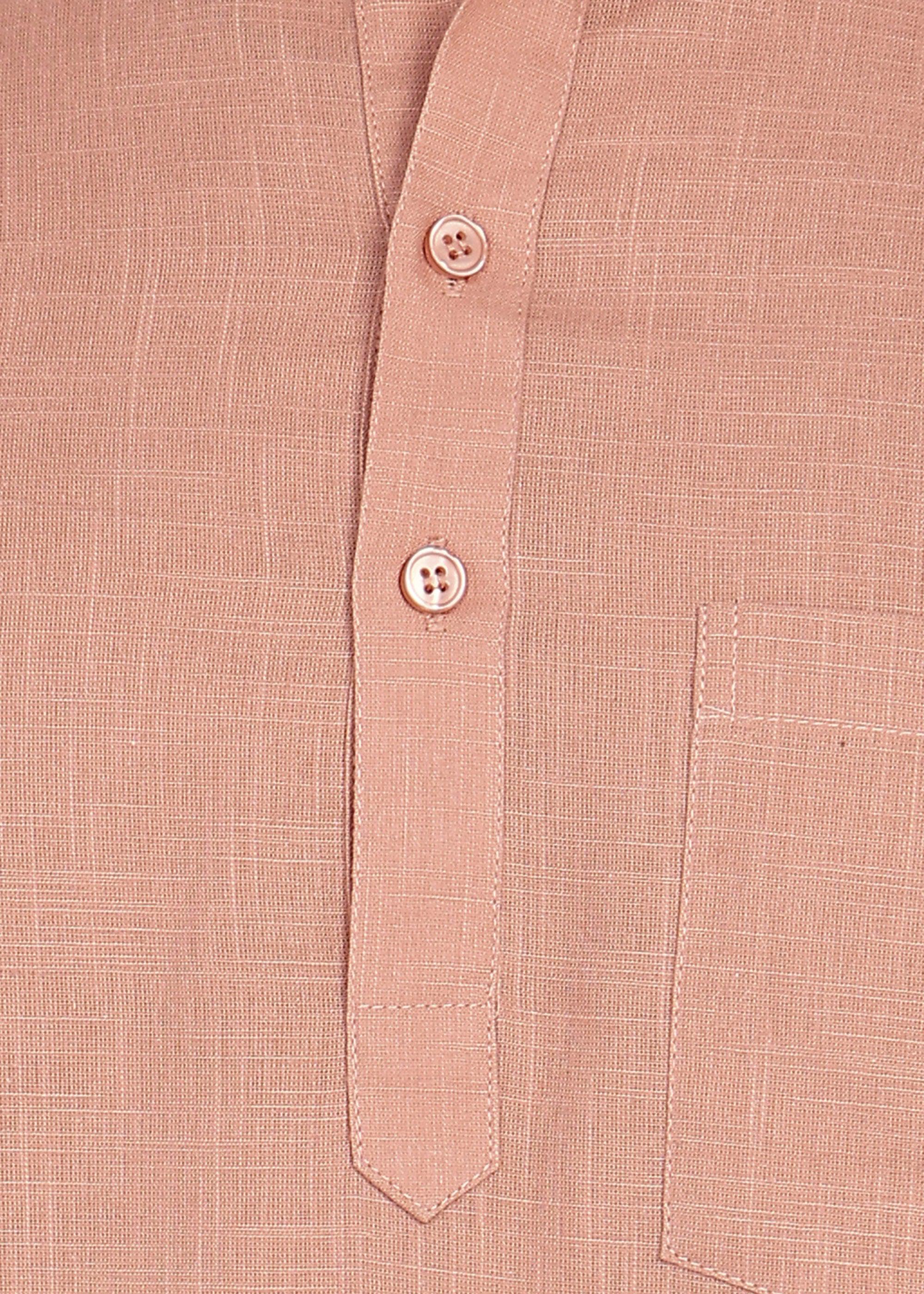 Fabmade Men’S Peach Linen Short Kurta Set - Distacart