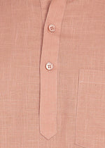 Thumbnail for Fabmade Men’S Peach Linen Short Kurta Set - Distacart