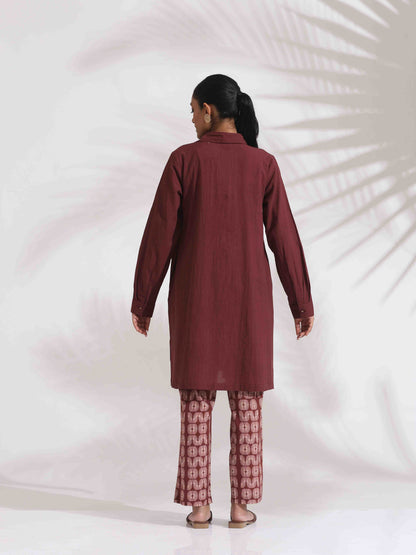 trueBrowns Brown Cotton Solid Kurta Co-ord Set - Distacart