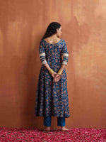 Thumbnail for trueBrowns Blue Print Flared Anarakali Kurta Set
