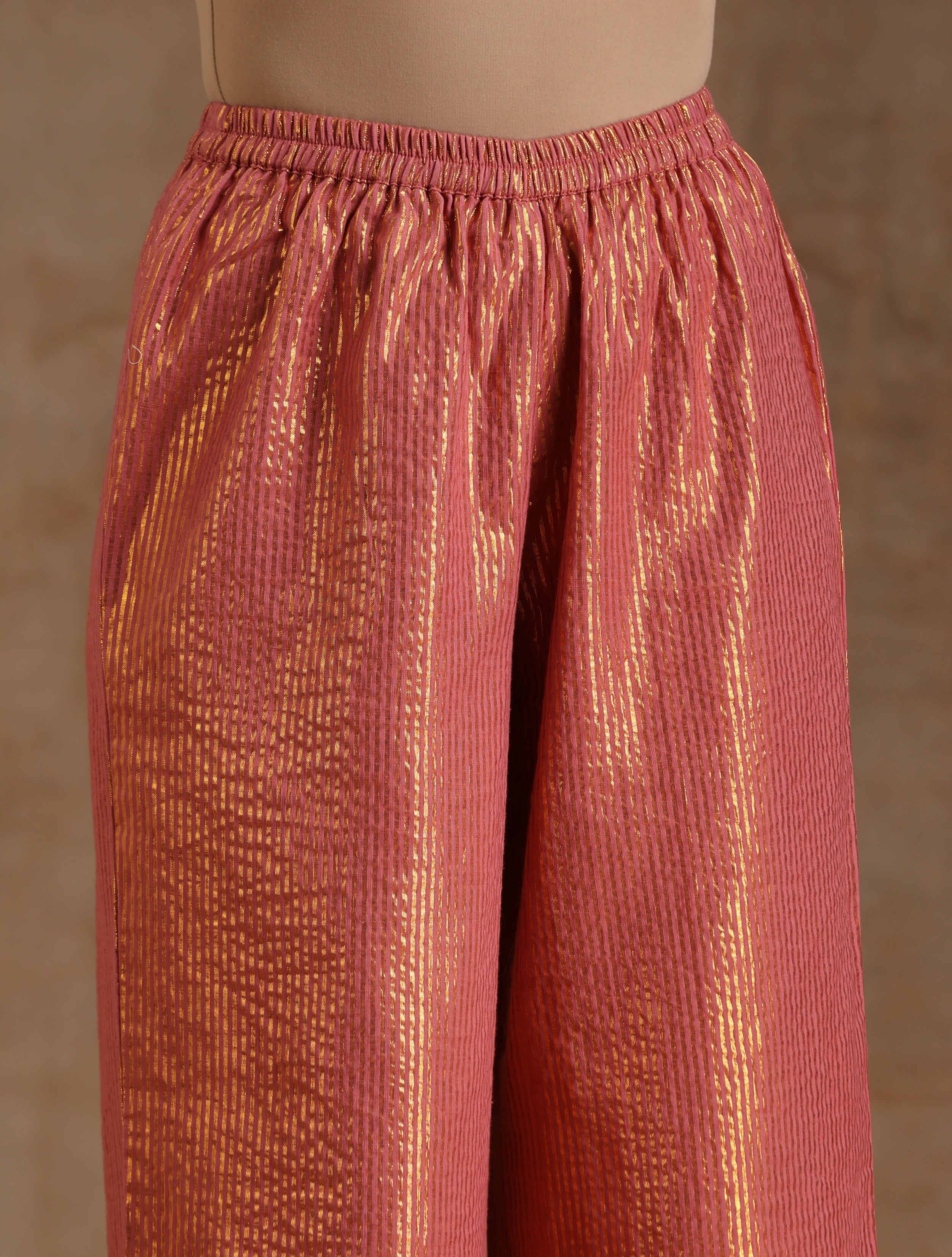 trueBrowns Blush Gold Cotton Anarkali Set - Distacart