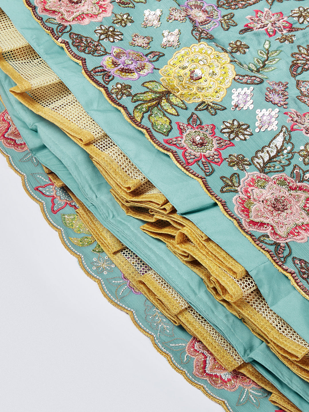 House of Panchhi Mauve Chiffon Sequins And Thread Embroidery Lehenga Choli & Dupatta - Distacart
