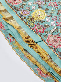 Thumbnail for House of Panchhi Mauve Chiffon Sequins And Thread Embroidery Lehenga Choli & Dupatta - Distacart