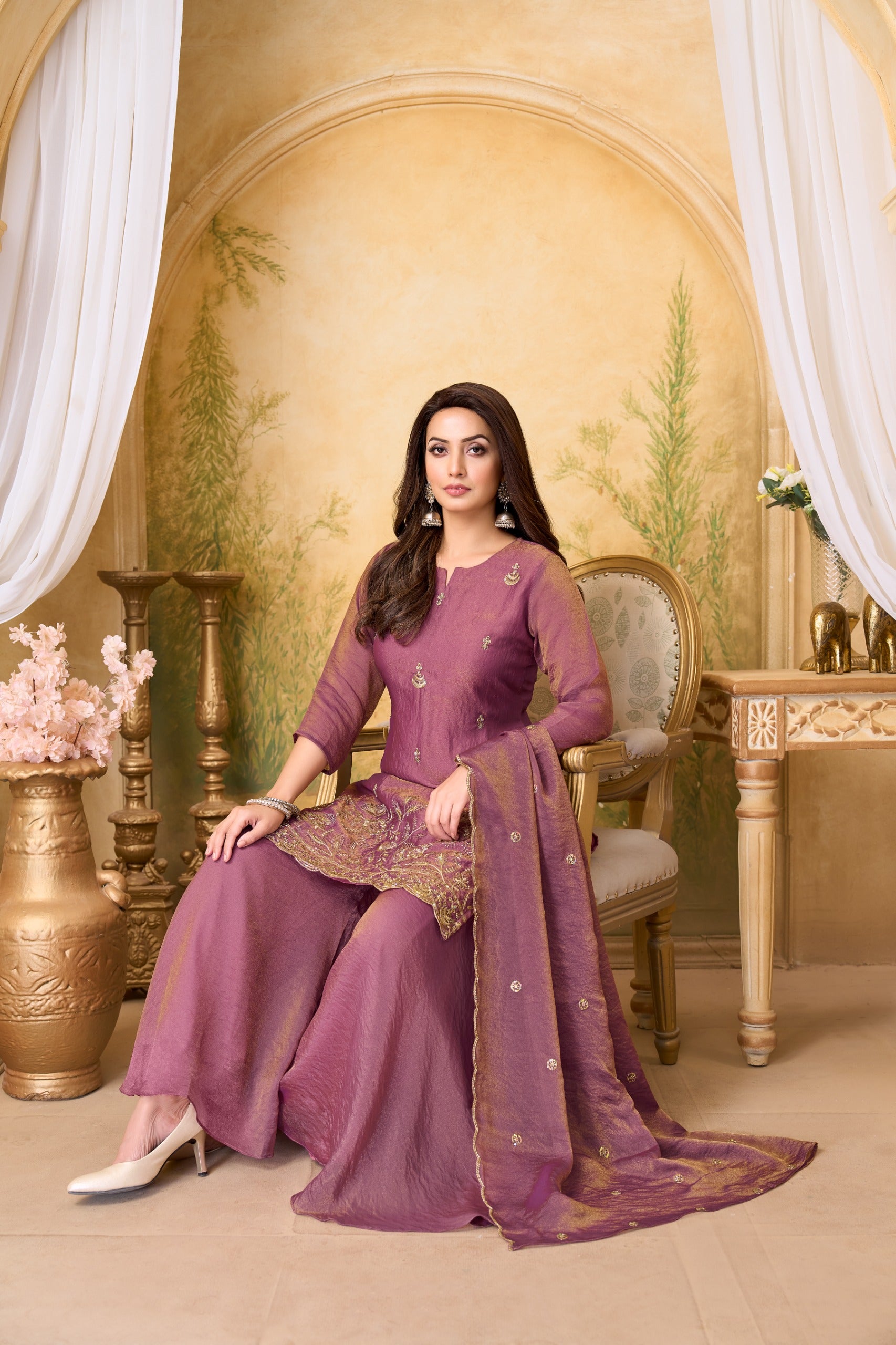 Anaita L Purple Silk Readymade Suit with Coding Work - Dista