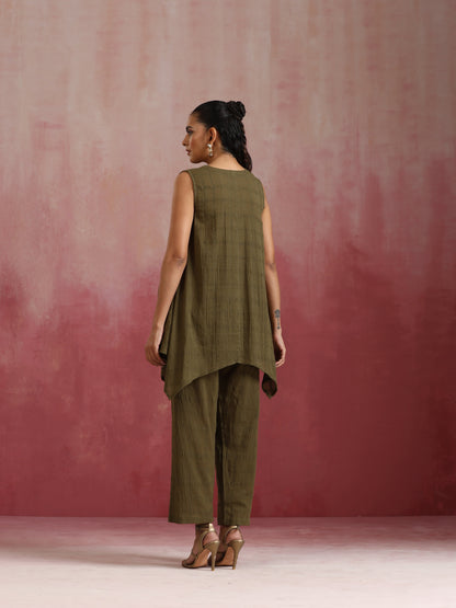 trueBrowns Olive Cotton Dobby Dobby Co-ord set - Distacart