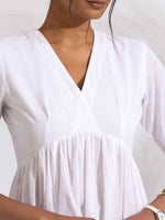 Thumbnail for trueBrowns White Cotton Schiffli Flared Anarkali Kurta Set