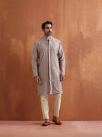 Thumbnail for trueBrowns Men's Beige Cotton Dobby Kurta
