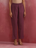 Thumbnail for trueBrowns Light Purple Cotton Dobby Flared Kurta Set