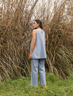 Thumbnail for trueBrowns Blue Cotton Sleeveless Co-ord Set - Distacart