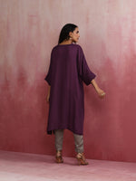 Thumbnail for trueBrowns Purple Modal Kimono Kurta Set - Distacart