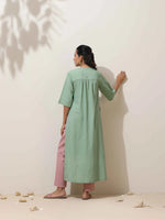 Thumbnail for trueBrowns Mint Green Cotton Linen Kurta Pant Set