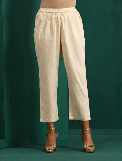 trueBrowns Ivory Multi Color Floral Cotton Front Gathered Kurta Pant Set - Distacart