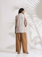 Thumbnail for trueBrowns Beige Cotton Stripe Jacket Top Co-ord Set