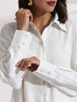Thumbnail for trueBrowns White Cotton Check Shirt Co-ord Set
