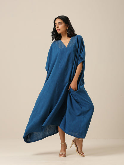 trueBrowns Classic Blue Panel Kaftan dress - Distacart