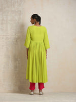 Thumbnail for trueBrowns Lime Crinkle Anarkali Flared Kurta Set - Distacart