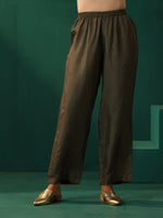 Thumbnail for trueBrowns Grey Diamond Viscose Silk Front Slit Kurta Pant Set - Distacart