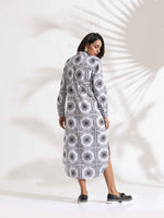 Thumbnail for trueBrowns White Cotton Print Shirt Dress