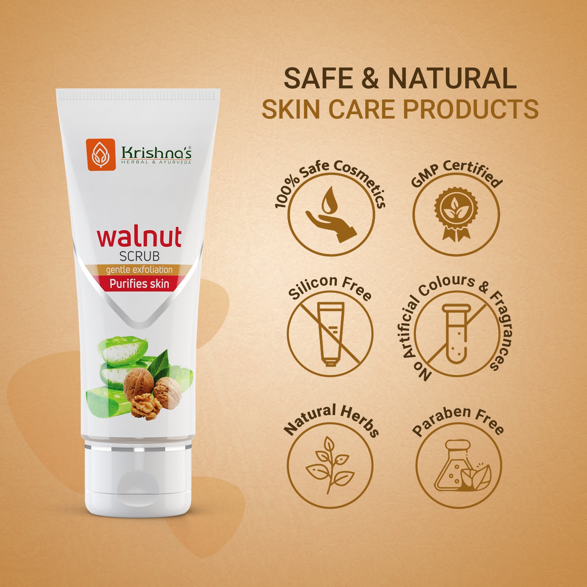 Krishna'S Herbal & Ayurveda Aloevera Walnut Scrub