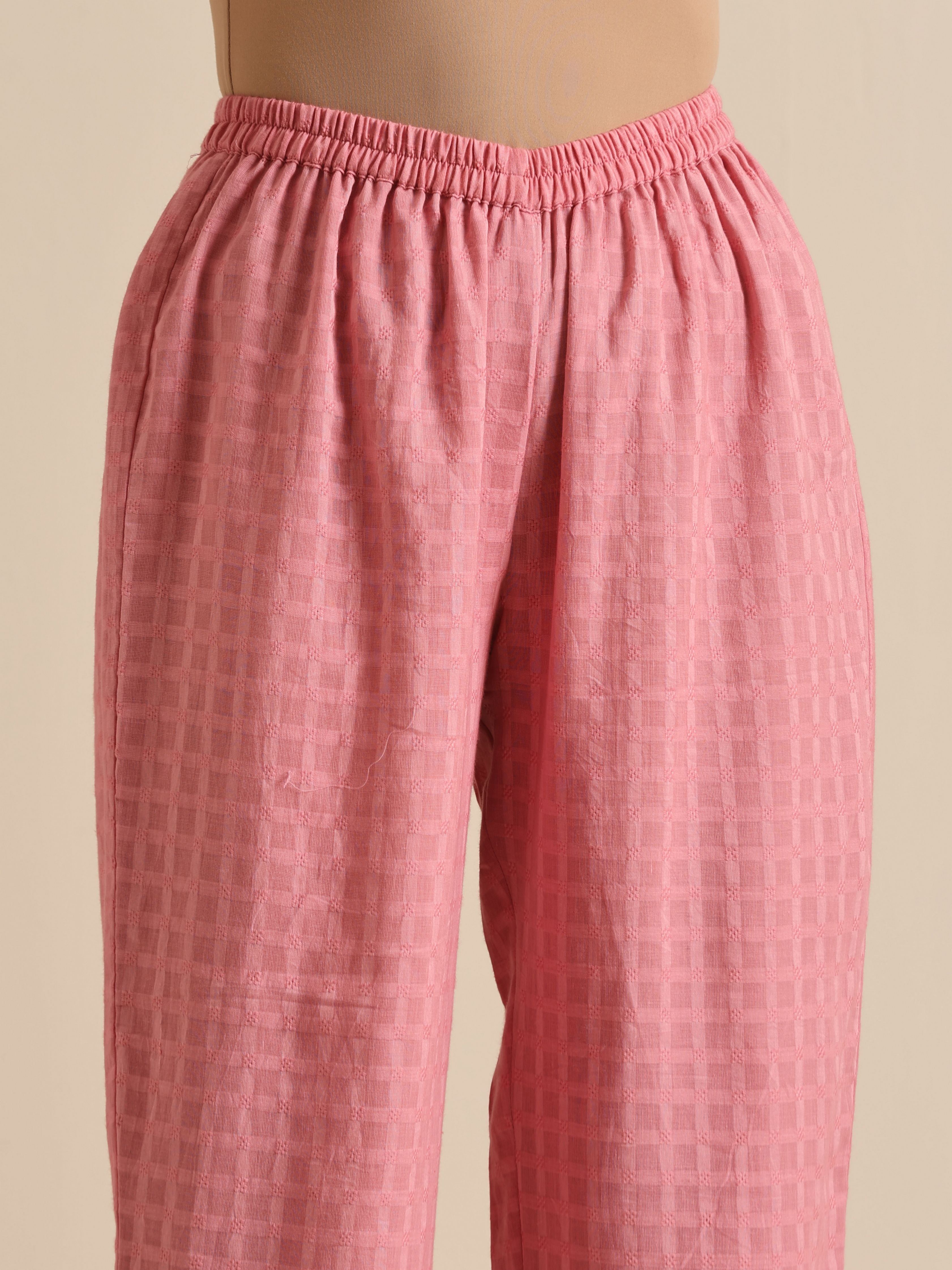 trueBrowns Light Pink Dobby Oversized Co-Ord Set - Distacart