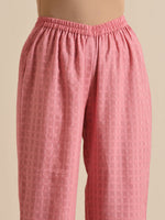 Thumbnail for trueBrowns Light Pink Dobby Oversized Co-Ord Set - Distacart