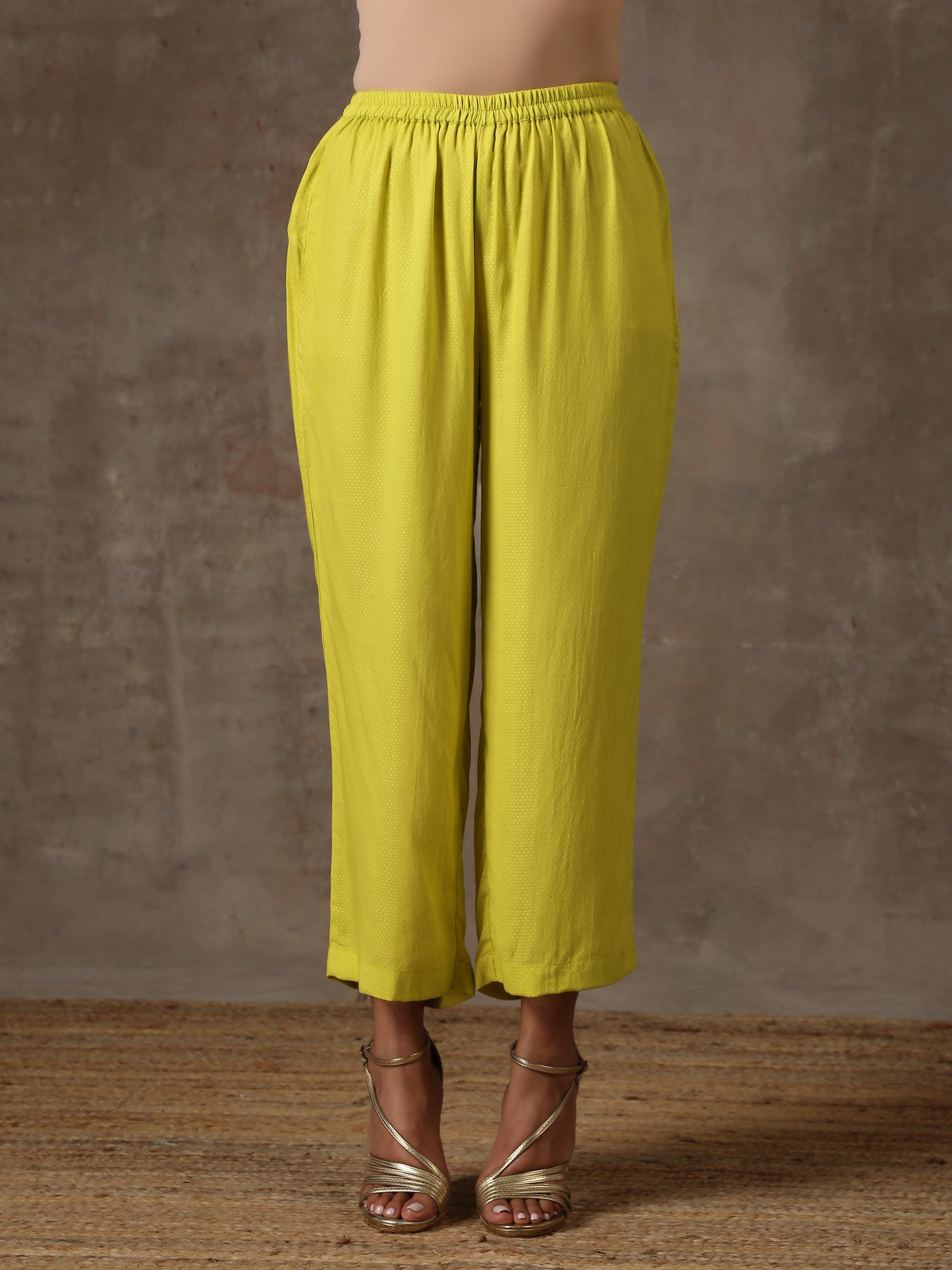 trueBrowns The Penelope - Lime Green Solid Textured Co-Ord Set - Distacart