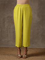 Thumbnail for trueBrowns The Penelope - Lime Green Solid Textured Co-Ord Set - Distacart
