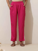 Thumbnail for trueBrowns Pink Viscose Kurta Pant Set