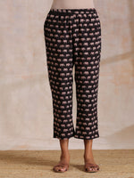 Thumbnail for trueBrowns Black Elephant Bagru Print Cotton Kaftan Co-Ord Set - Distacart