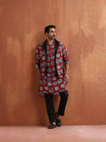 Thumbnail for trueBrowns Men's Rust Printed Kurta