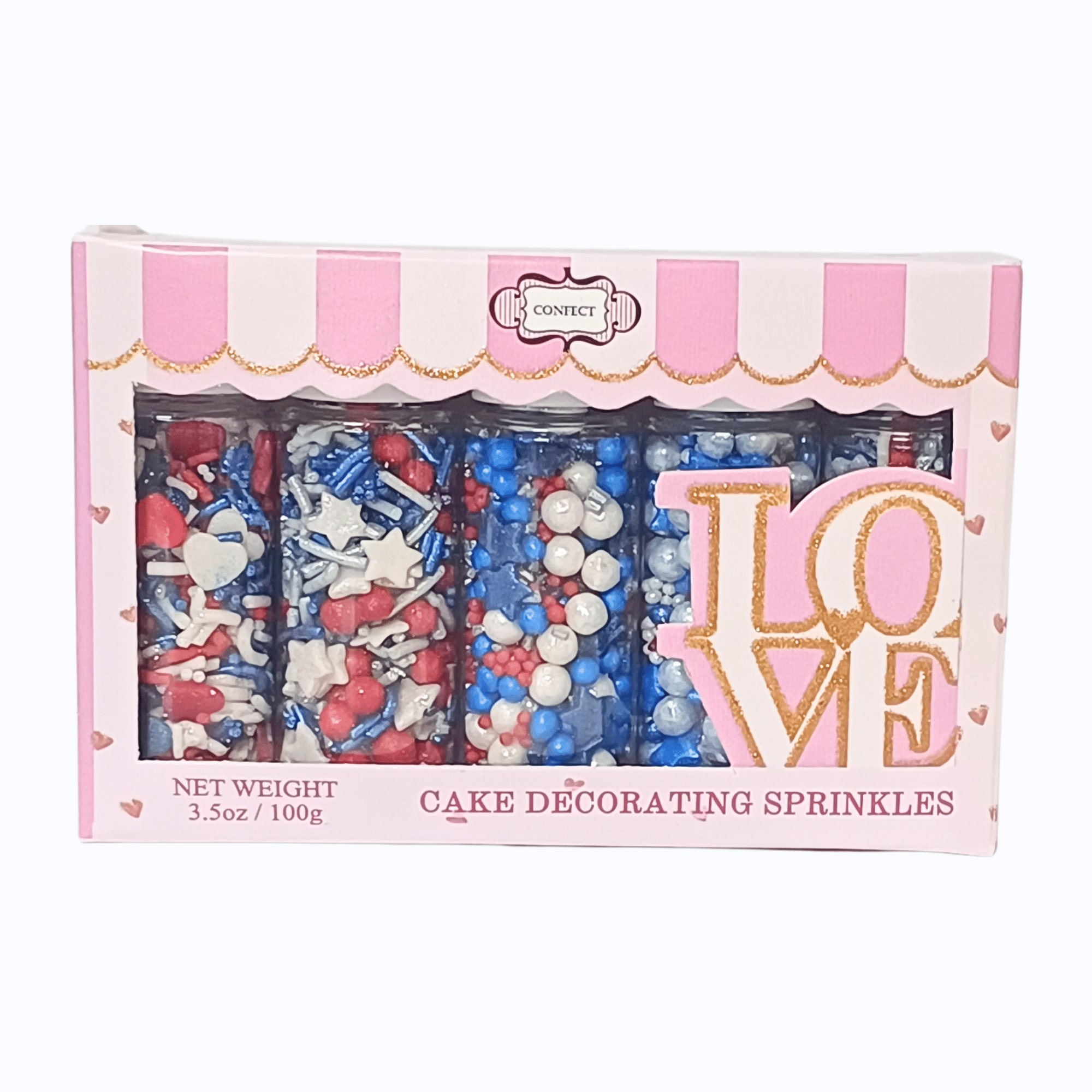confect edible patriotic sprinkles mix heart star sprinkles for cake cupcake decorations pack of 5 j4 03