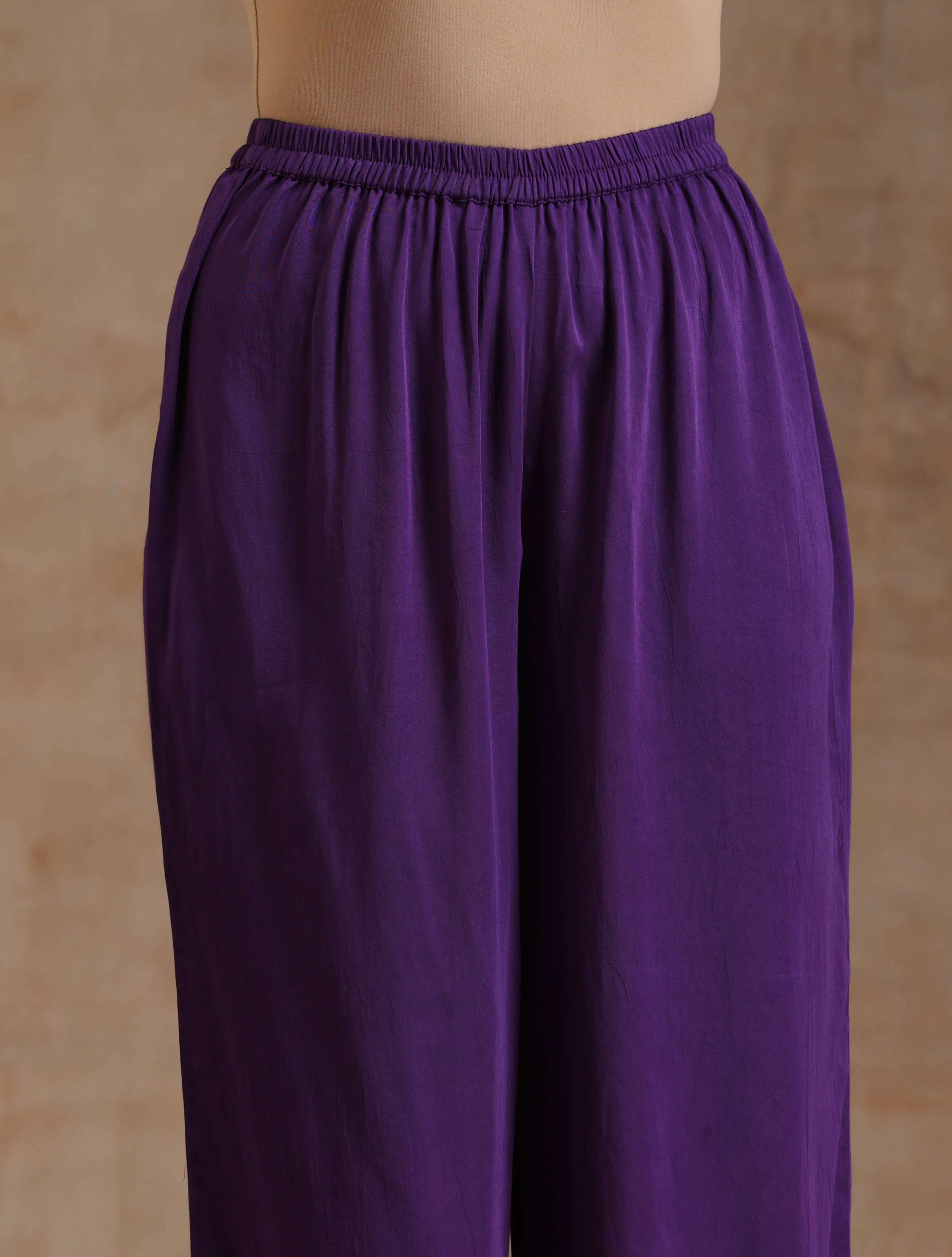 trueBrowns Violet Modal Satin Anarkali Set - Distacart