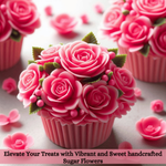 Thumbnail for sugar roses for cake cupcake decoration hot pink 120 gms