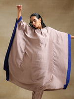 Thumbnail for trueBrowns Grey Textured Silk High Low Kaftan Pant Set - Distacart