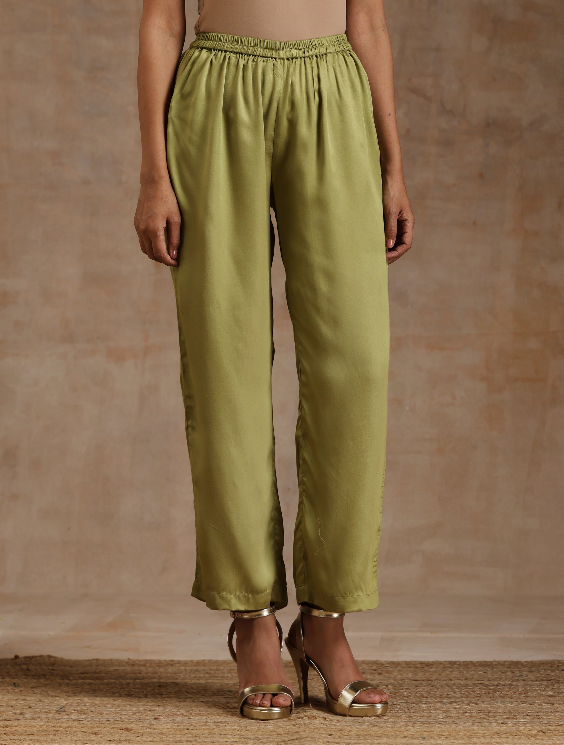 trueBrowns Light Green Modal Satin Kaftan Kurta Set - Distacart
