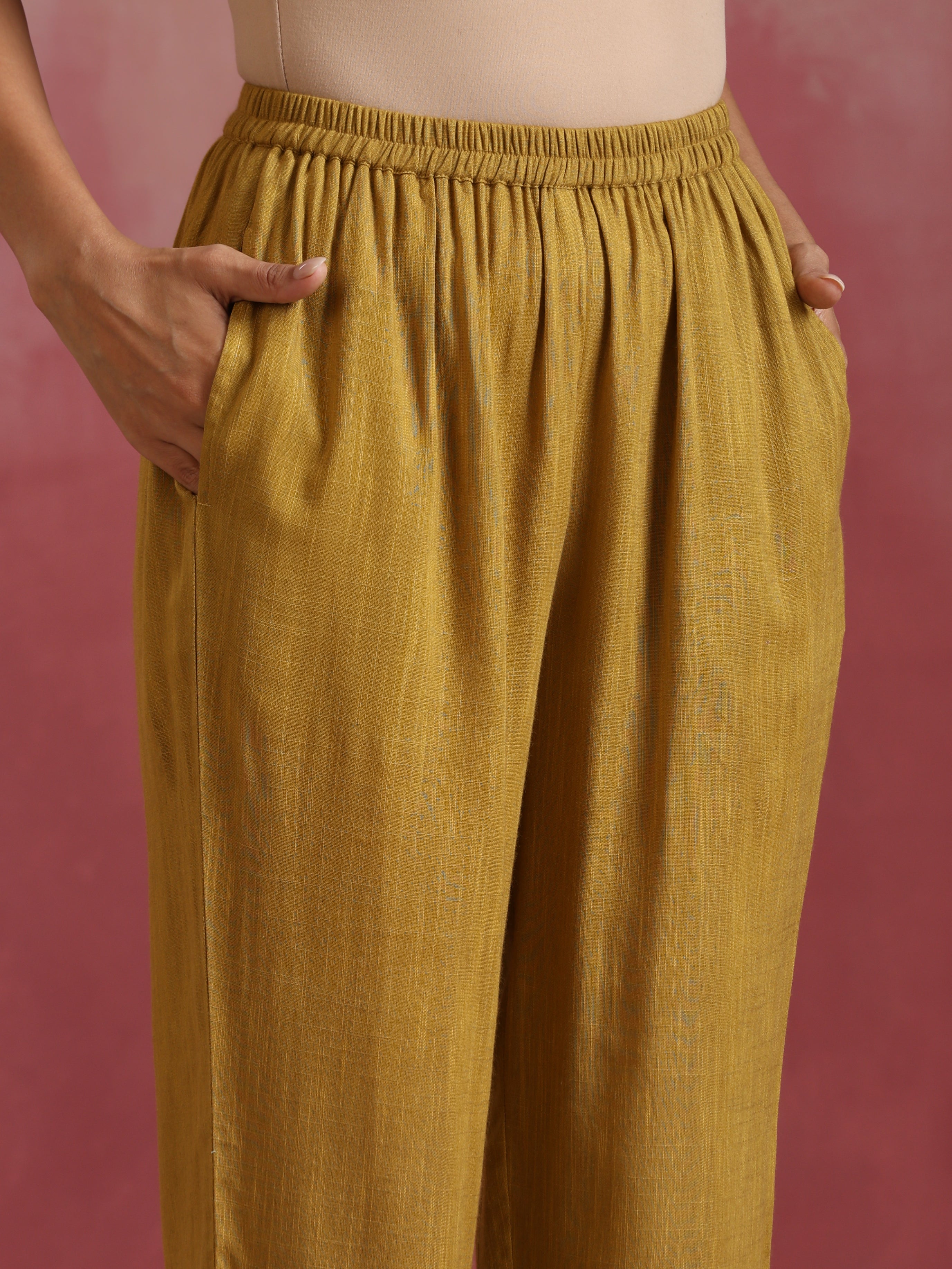 trueBrowns Mustard Cotton Kurta Set - Distacart