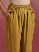 Thumbnail for trueBrowns Mustard Cotton Kurta Set - Distacart