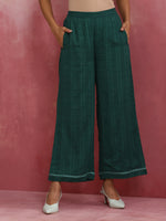 Thumbnail for trueBrowns Dark Green Cotton Dobby Kurta Co-ord set