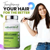 Thumbnail for Health Veda Organics Advance Hair Vitamin with DHT Blocker & Biotin Capsules - Distacart