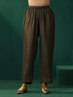 Thumbnail for trueBrowns Pink Square Viscose Silk V-Neck Waist Gathered Kurta Pant Set - Distacart