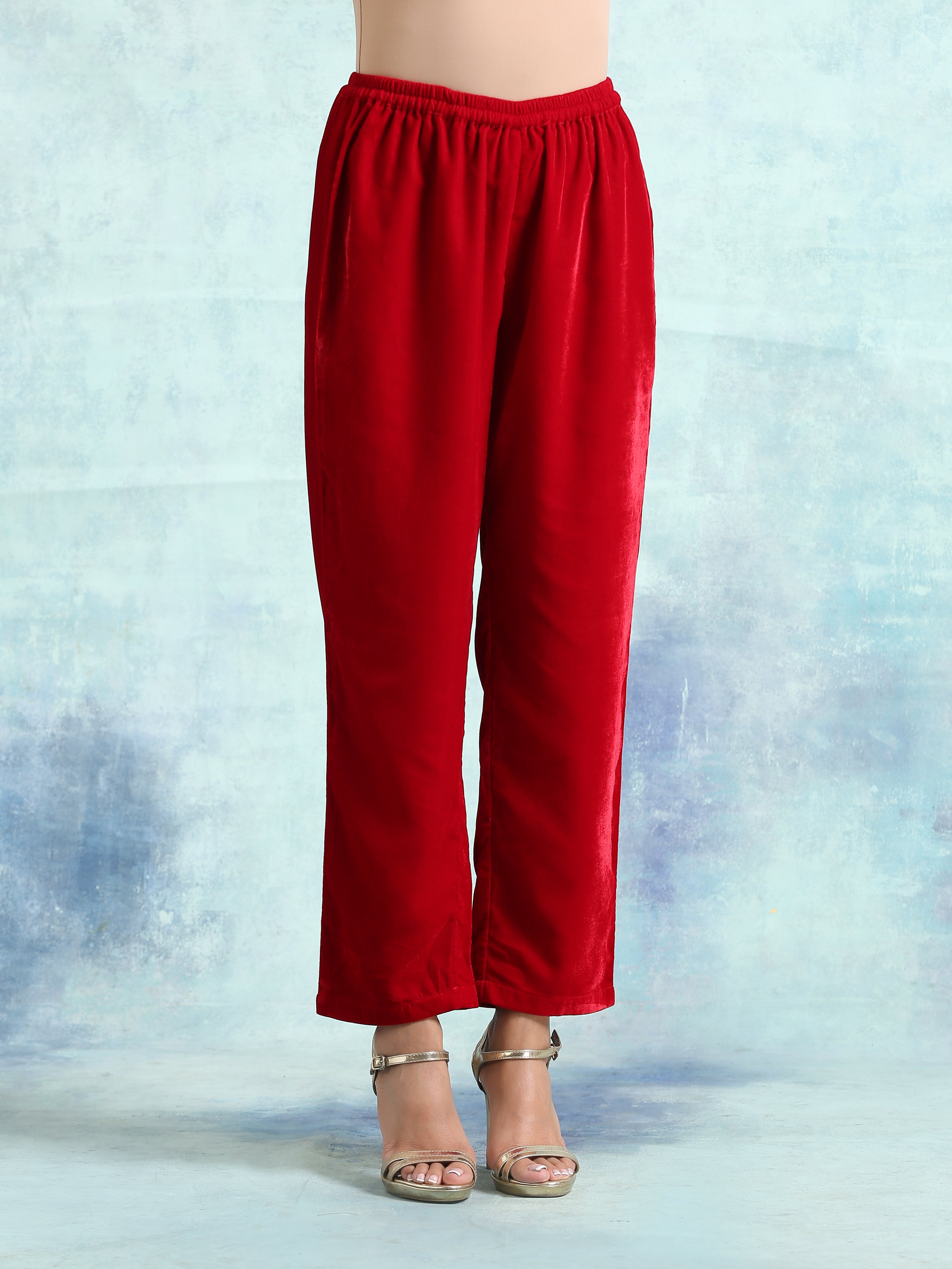 trueBrowns True Red Velvet Lace Co-Ord Set - Distacart