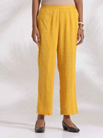 Thumbnail for trueBrowns Yellow Cotton Pleated Shirt Kurta Set