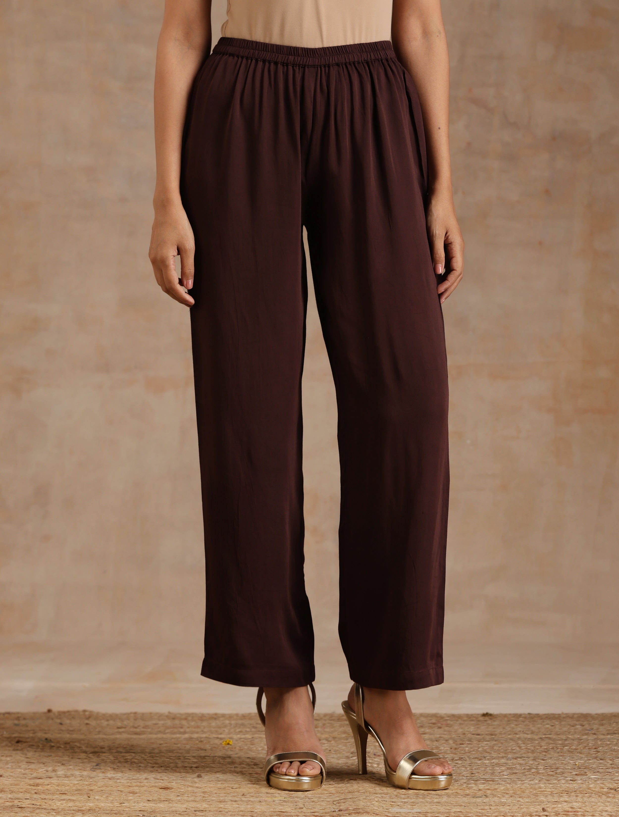 trueBrowns Cola Brown Modal Satin Relax Co-ord Set - Distacart
