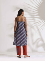 Thumbnail for trueBrowns Grey Cotton Print Highslit Kurta Set