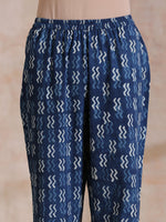 Thumbnail for trueBrowns Indigo Dabu Floral Print Cotton Kurta Pant Set - Distacart