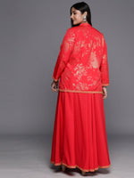 Thumbnail for Ahalyaa Plus Size Ethnic Top & Skirt with Shrug - Distacart