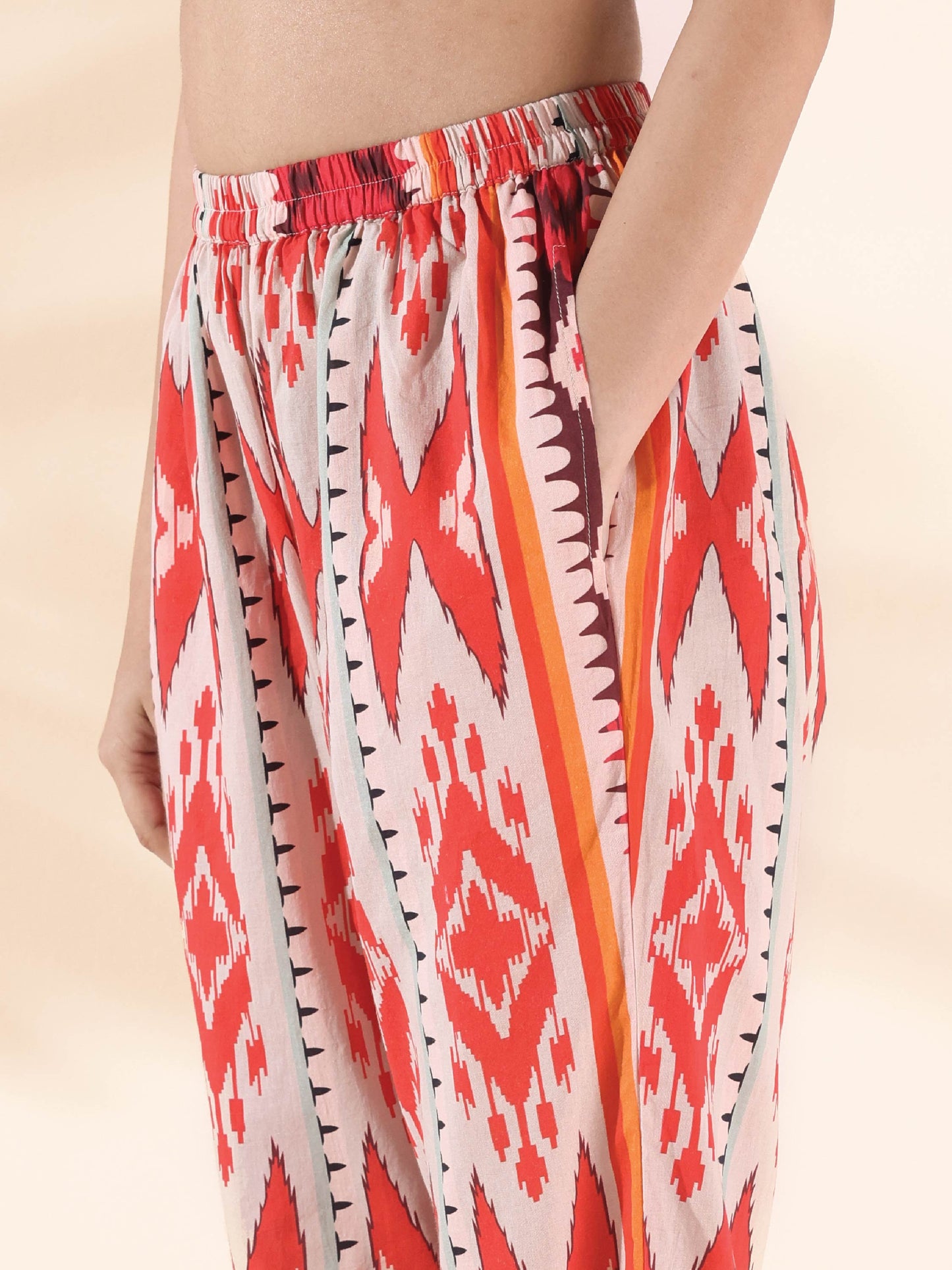 trueBrowns Maroon Cotton Ikat Slit Kurta Pant Set - Distacart