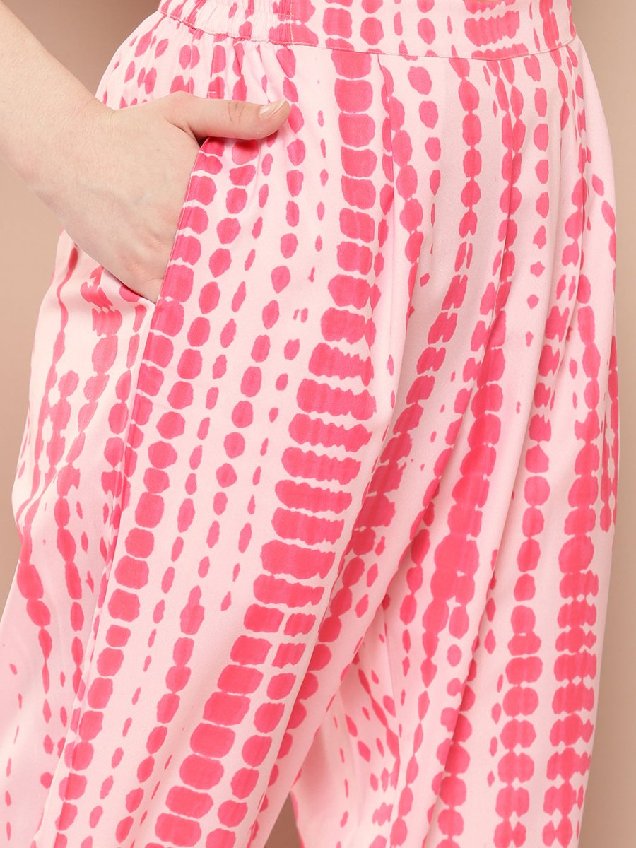 Ahalyaa Printed One-Shoulder Flared Sleeve Sequinned Kurta with Trousers - Distacart