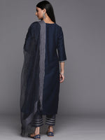 Thumbnail for Varanga Blue Embroidered Kurta With Contrast Bottom And Dupatta - Distacart