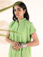 Thumbnail for trueBrowns Green Cotton Dobby Shirt Co-ord Set - Distacart